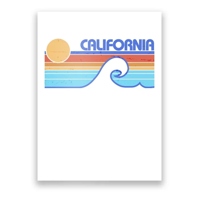 Retro Vintage California Sunset Wave Poster