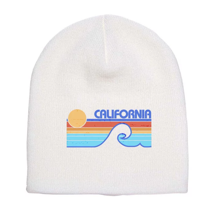 Retro Vintage California Sunset Wave Short Acrylic Beanie