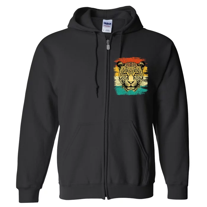 Retro Vintage Cheetah Face Zookeeper Wildlife Zoologist Full Zip Hoodie