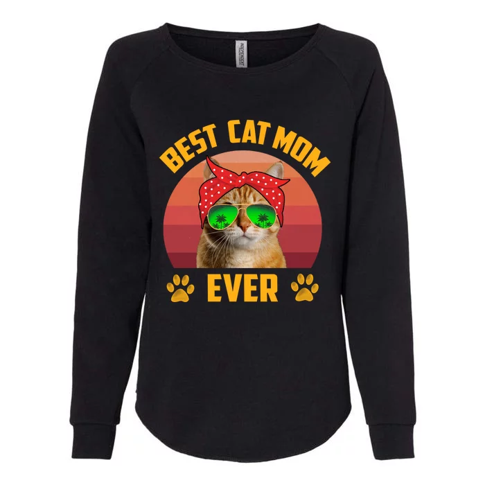 Retro Vintage Cat Mom Funny Mother's Day Best Cat Mom Ever Funny Gift Womens California Wash Sweatshirt