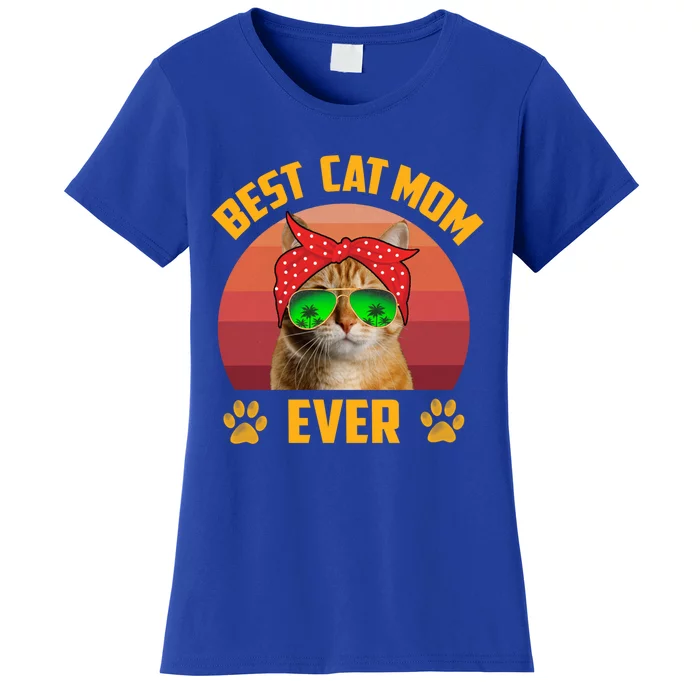 Retro Vintage Cat Mom Funny Mother's Day Best Cat Mom Ever Funny Gift Women's T-Shirt