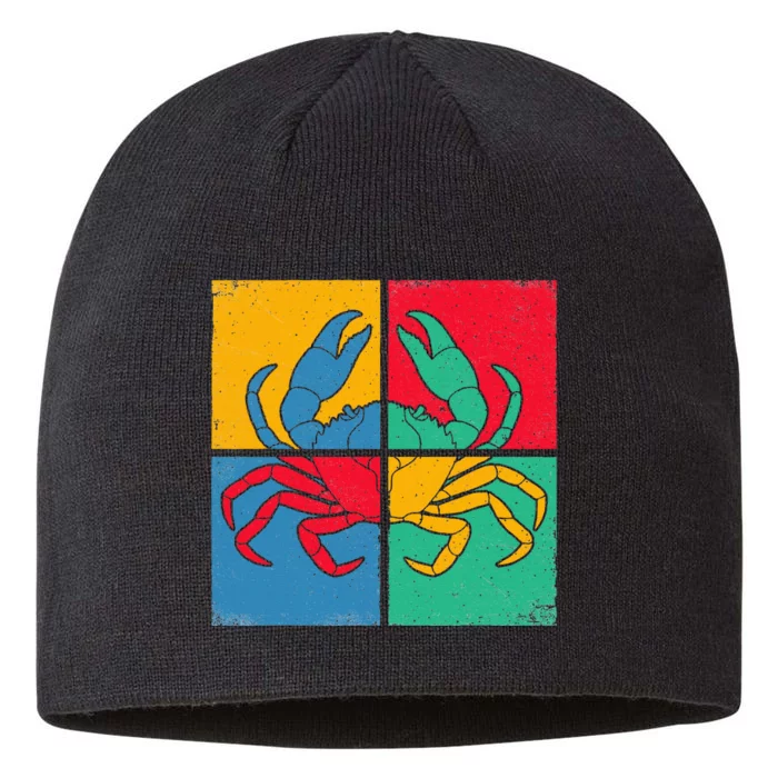 Retro Vintage Crab Crustacean Sea Seafood Crabber Crabbing 8 1/2in Sustainable Knit Beanie