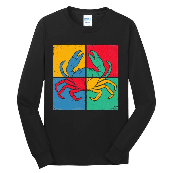 Retro Vintage Crab Crustacean Sea Seafood Crabber Crabbing Tall Long Sleeve T-Shirt