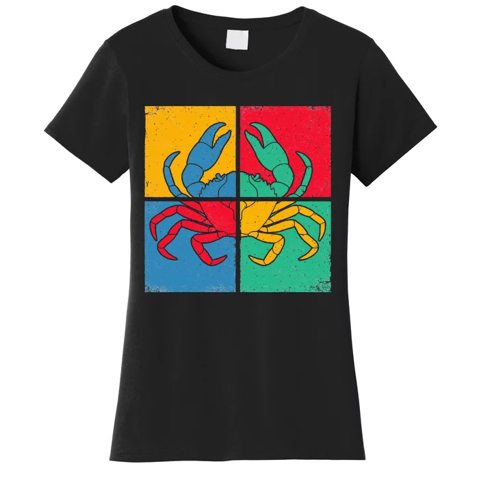 Retro Vintage Crab Crustacean Sea Seafood Crabber Crabbing Women's T-Shirt