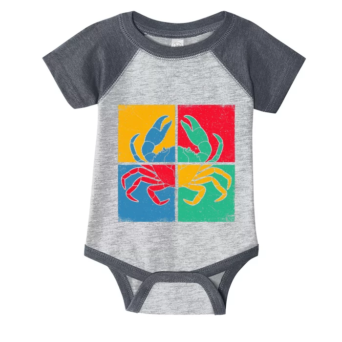 Retro Vintage Crab Crustacean Sea Seafood Crabber Crabbing Infant Baby Jersey Bodysuit