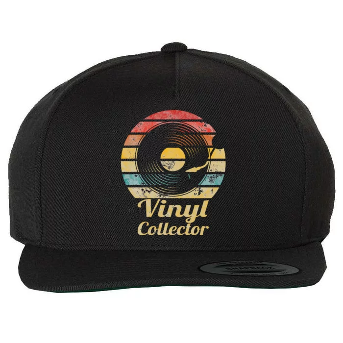 Retro Vinyl Collector Record Player Wool Snapback Cap