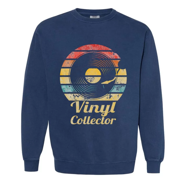 Retro Vinyl Collector Record Player Garment-Dyed Sweatshirt