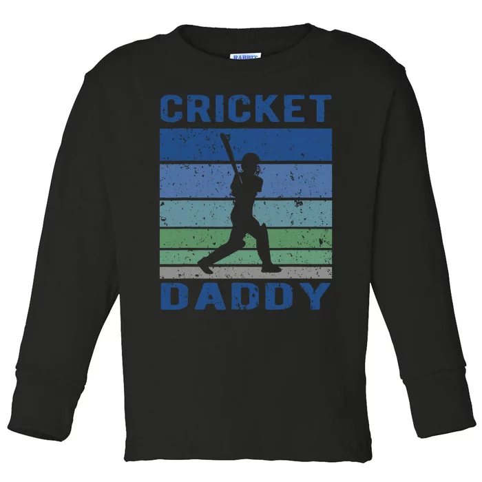 Retro Vintage Cricket Dad Father's Day Cricket Coach Toddler Long Sleeve Shirt