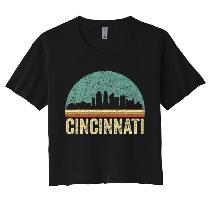 Retro Vintage Cincinnati Skyline 70s 80s Souvenir Women's Crop Top Tee