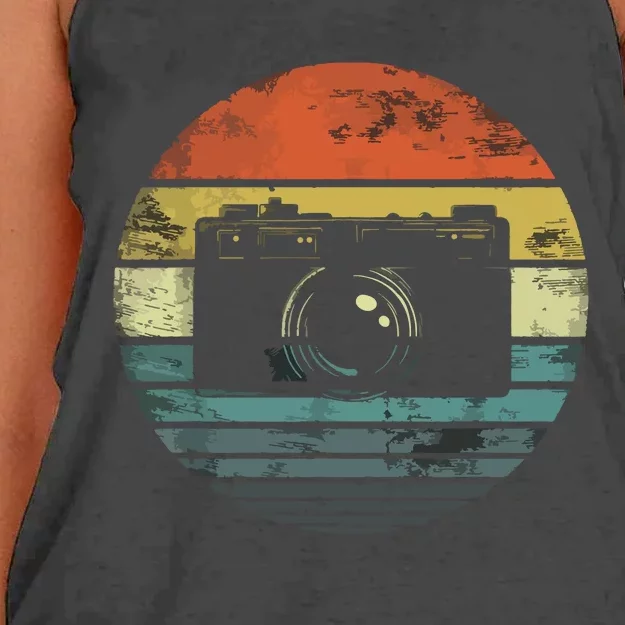 Retro Vintage Camera Photography Lover Photographer Gift Women's Knotted Racerback Tank