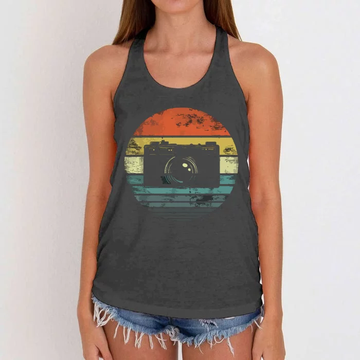 Retro Vintage Camera Photography Lover Photographer Gift Women's Knotted Racerback Tank