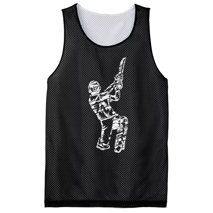 Retro Vintage Cricket Lover Cricket Silhouette Player Mesh Reversible Basketball Jersey Tank