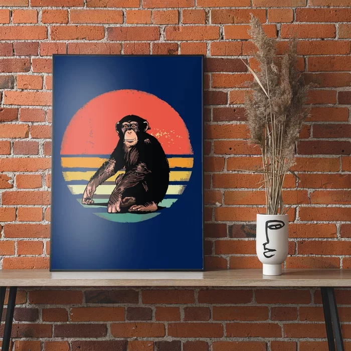 Retro Vintage Chimpanzee Monkey Wild Forest Animal Poster