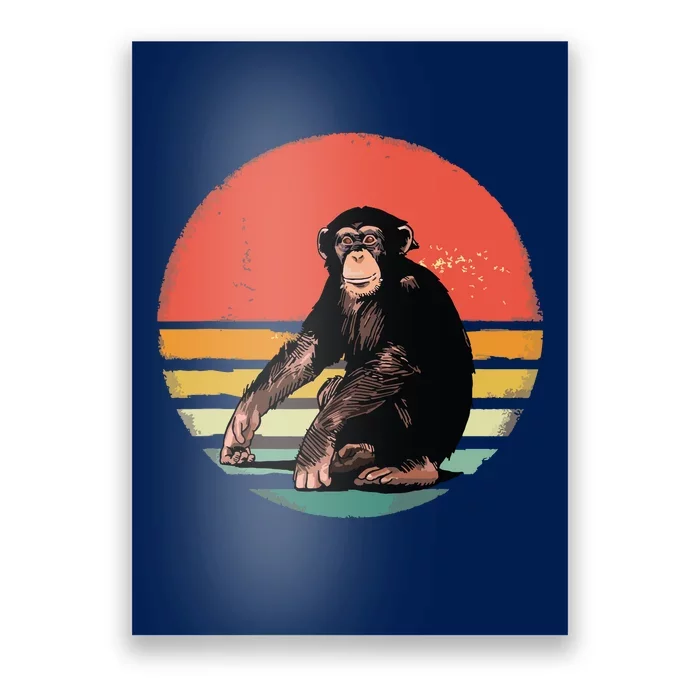 Retro Vintage Chimpanzee Monkey Wild Forest Animal Poster