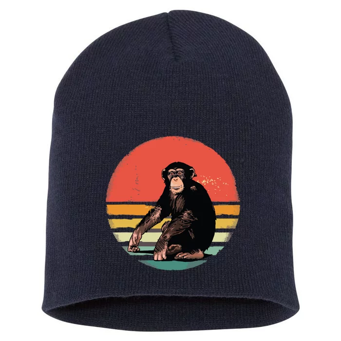 Retro Vintage Chimpanzee Monkey Wild Forest Animal Short Acrylic Beanie