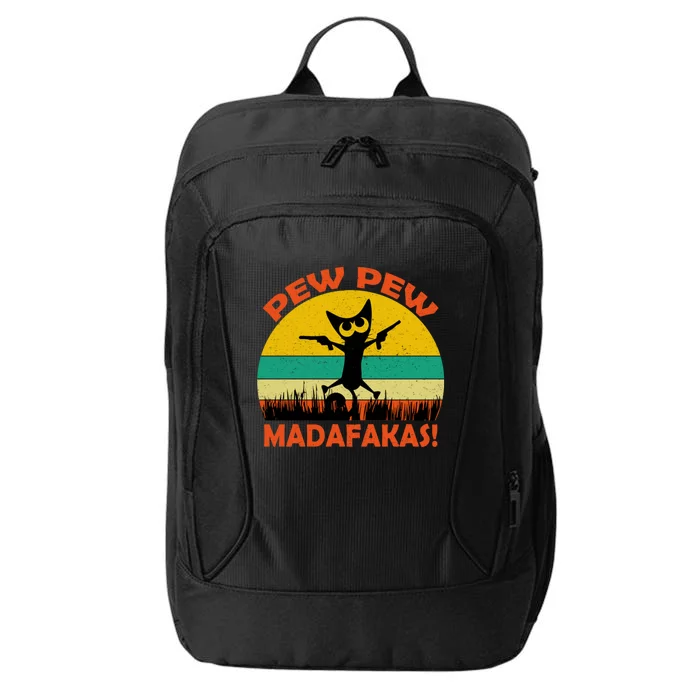 Retro Vintage Cat Pew Pew Madafakas City Backpack