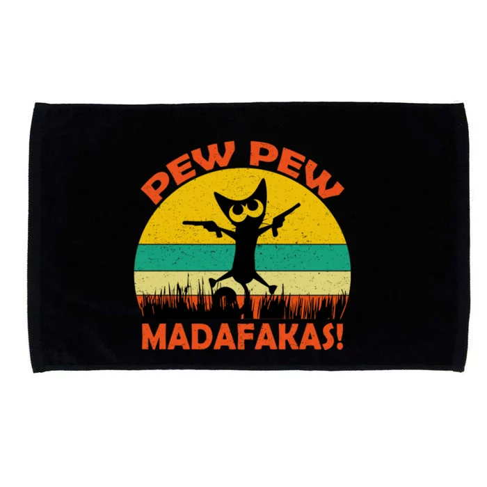 Retro Vintage Cat Pew Pew Madafakas Microfiber Hand Towel