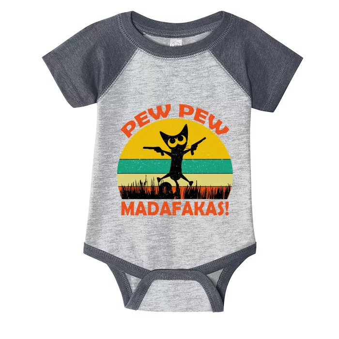 Retro Vintage Cat Pew Pew Madafakas Infant Baby Jersey Bodysuit