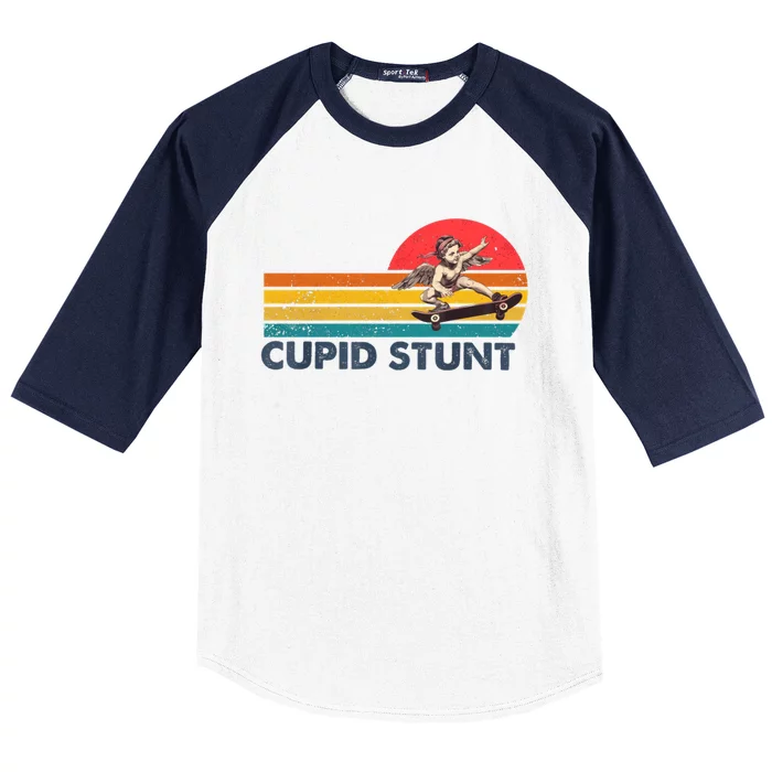 Retro Vintage Cupid Stunt Unhinged Cringe Funny Baseball Sleeve Shirt