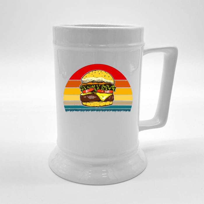 Retro Vintage Cheeseburger Design Costume Hamburger Lovers Front & Back Beer Stein