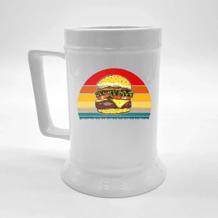 Retro Vintage Cheeseburger Design Costume Hamburger Lovers Front & Back Beer Stein