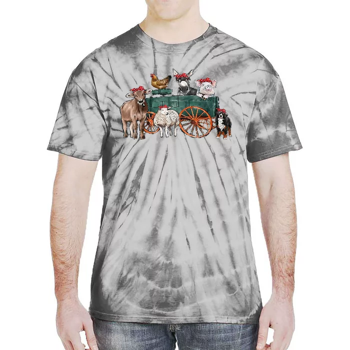 Retro Vintage Cute Farm Animals Farmer Farming Tie-Dye T-Shirt