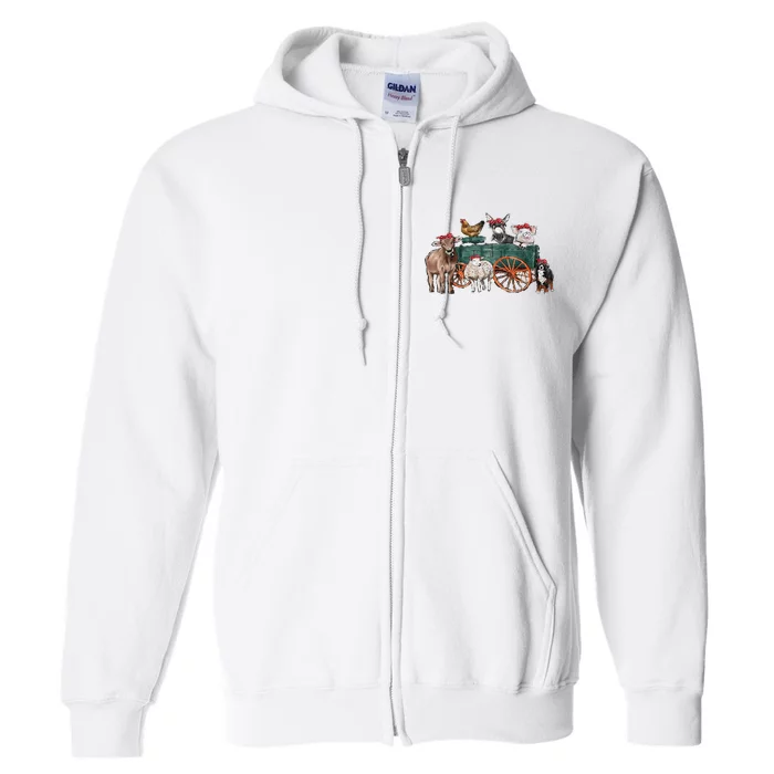 Retro Vintage Cute Farm Animals Farmer Farming Full Zip Hoodie