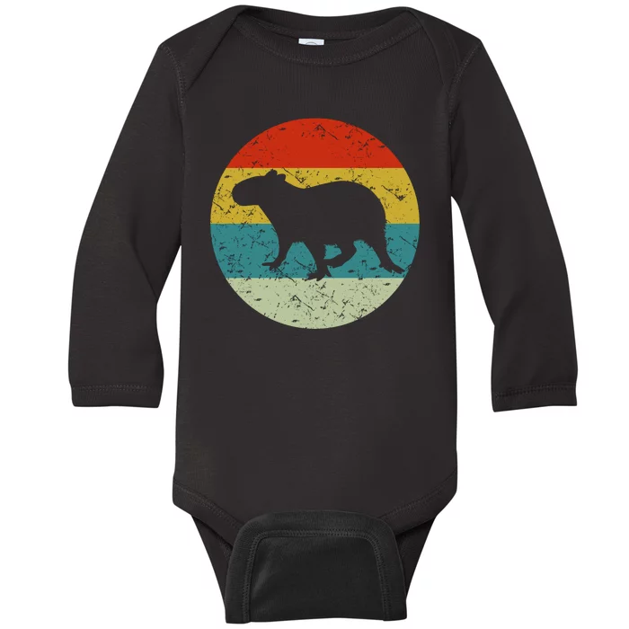 Retro Vintage Capybara Baby Long Sleeve Bodysuit