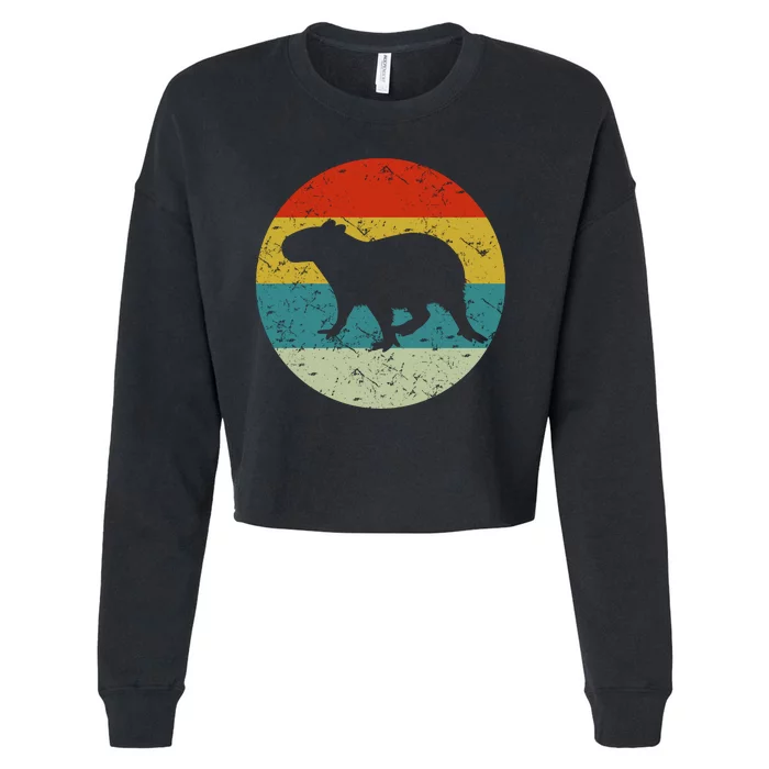 Retro Vintage Capybara Cropped Pullover Crew