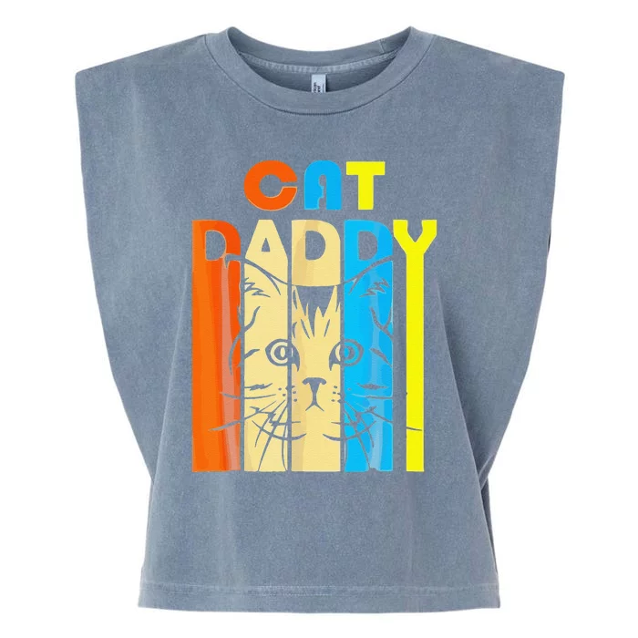 Retro Vintage Daddy CAT Fathers Day Gift Garment-Dyed Women's Muscle Tee