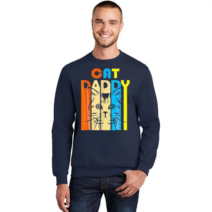 Retro Vintage Daddy CAT Fathers Day Gift Tall Sweatshirt