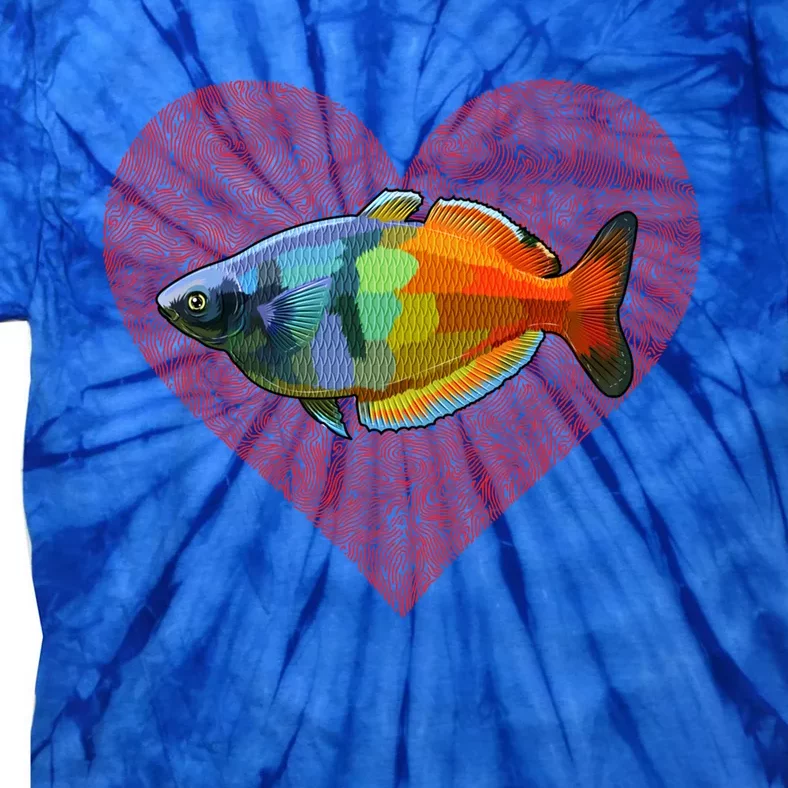 Rainbowfish Valentines Day Fish Love Fingerprint Gift Tie-Dye T-Shirt