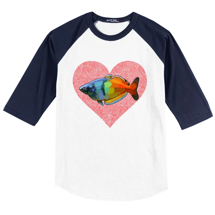 Rainbowfish Valentines Day Fish Love Fingerprint Gift Baseball Sleeve Shirt