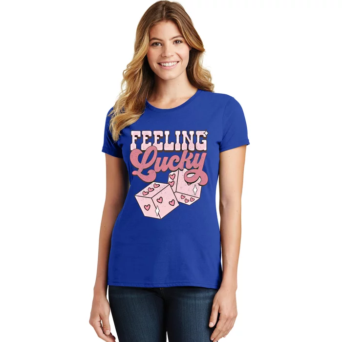 Retro Valentines Day Funny Feeling Lucky Valentine Pocket Great Gift Women's T-Shirt