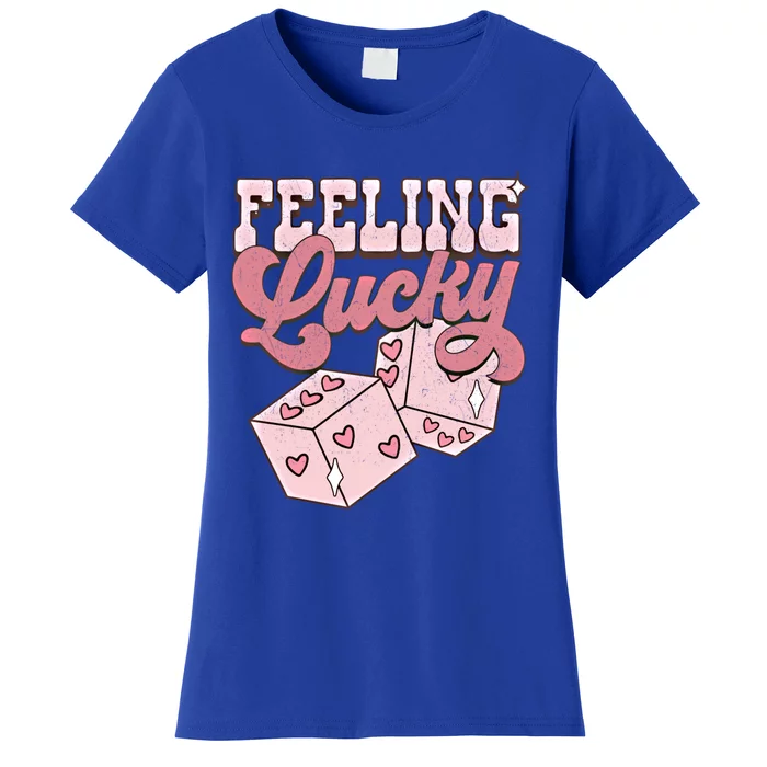 Retro Valentines Day Funny Feeling Lucky Valentine Pocket Great Gift Women's T-Shirt