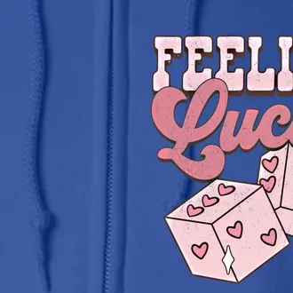 Retro Valentines Day Funny Feeling Lucky Valentine Pocket Great Gift Full Zip Hoodie