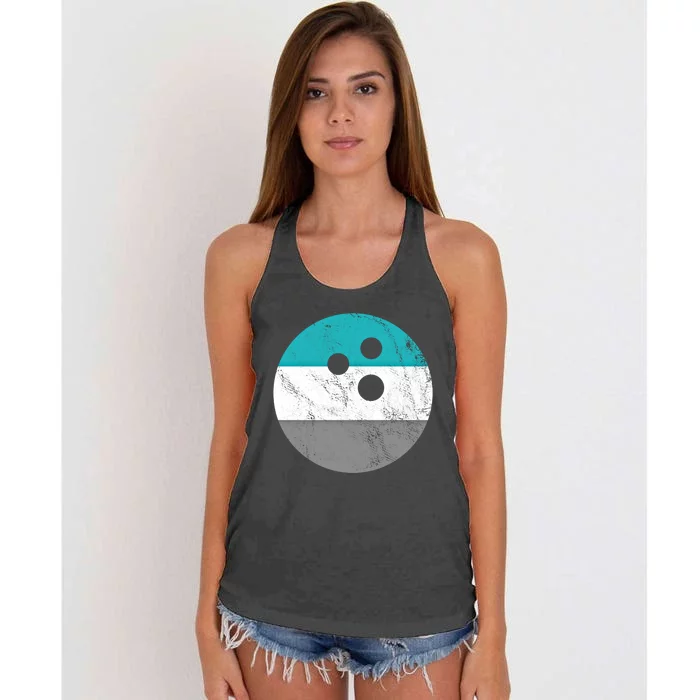 Retro Vintage Distressed Bowling Ball Or Gift Women's Knotted Racerback Tank