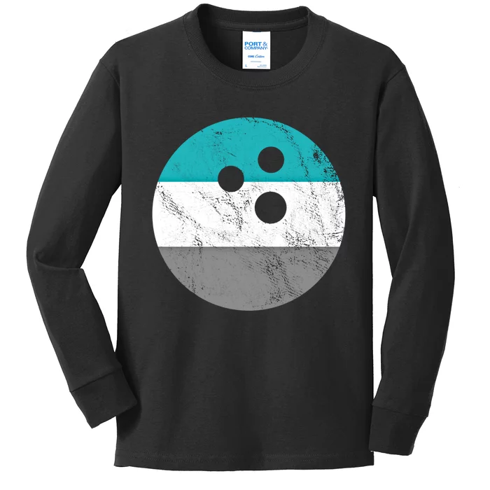 Retro Vintage Distressed Bowling Ball Or Gift Kids Long Sleeve Shirt