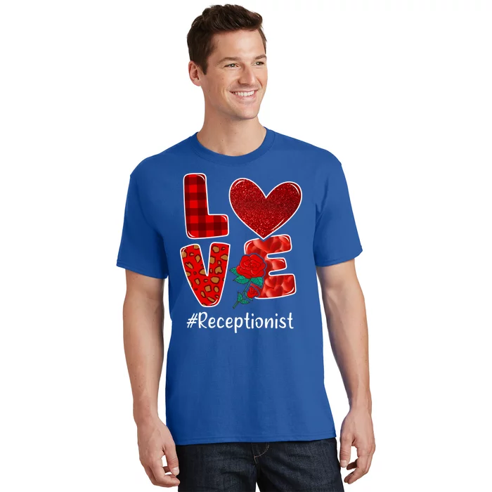 Receptionist Valentine Day Love Heart Flower Gift T-Shirt