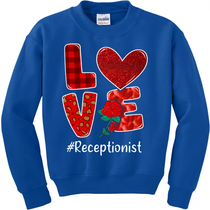 Receptionist Valentine Day Love Heart Flower Gift Kids Sweatshirt