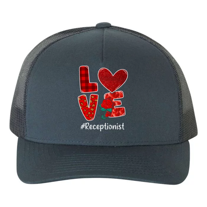 Receptionist Valentine Day Love Heart Flower Gift Yupoong Adult 5-Panel Trucker Hat