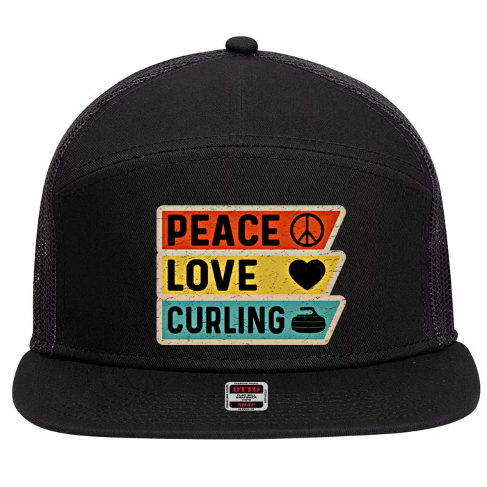 Retro Vintage Distressed Peace Sign Love Curling Cute Gift 7 Panel Mesh Trucker Snapback Hat