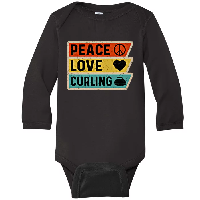 Retro Vintage Distressed Peace Sign Love Curling Cute Gift Baby Long Sleeve Bodysuit