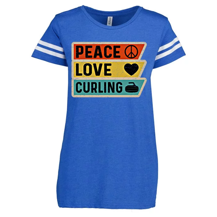 Retro Vintage Distressed Peace Sign Love Curling Cute Gift Enza Ladies Jersey Football T-Shirt