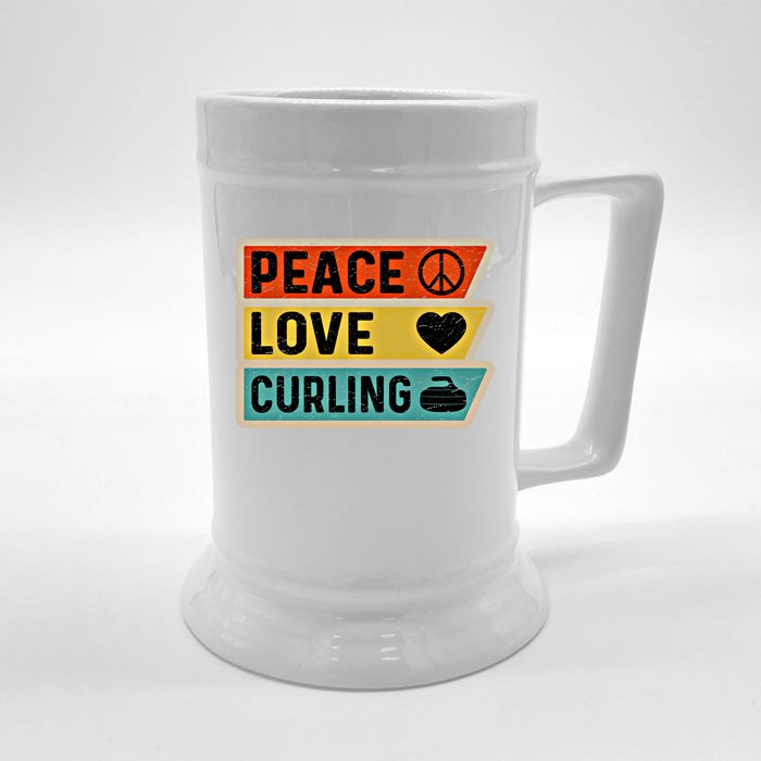 Retro Vintage Distressed Peace Sign Love Curling Cute Gift Front & Back Beer Stein