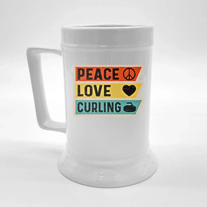 Retro Vintage Distressed Peace Sign Love Curling Cute Gift Front & Back Beer Stein