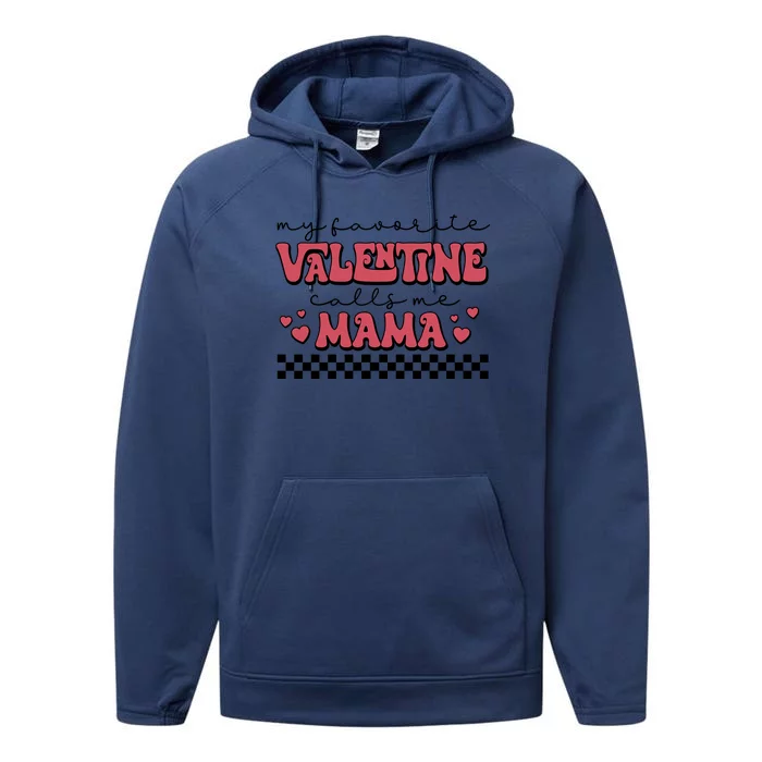 Retro Valentines Day For Mom Performance Fleece Hoodie