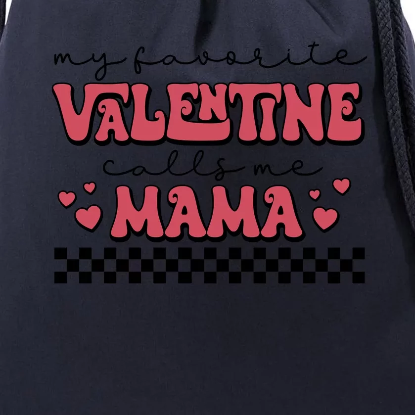 Retro Valentines Day For Mom Drawstring Bag