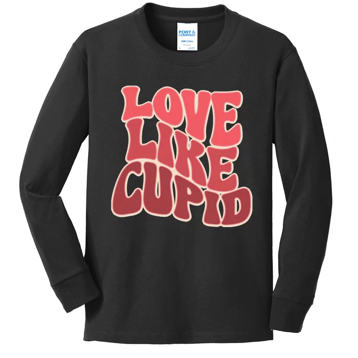 Retro Valnetines Day Love Like Cupid Kids Long Sleeve Shirt