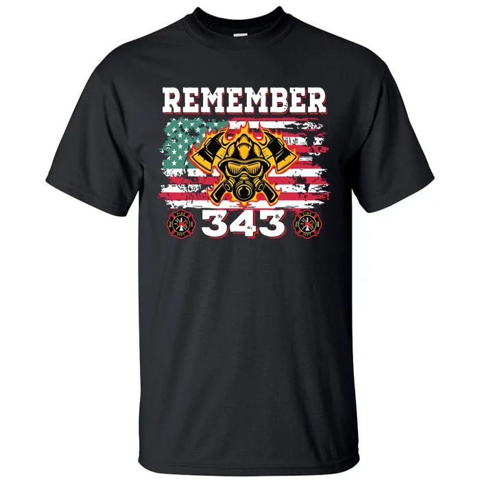 Remember Vintage Distressed Firefighter American Flag Tall T-Shirt